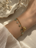 Green Stone Shell Charm Bracelet