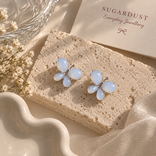 Blue Opal Butterfly Earrings