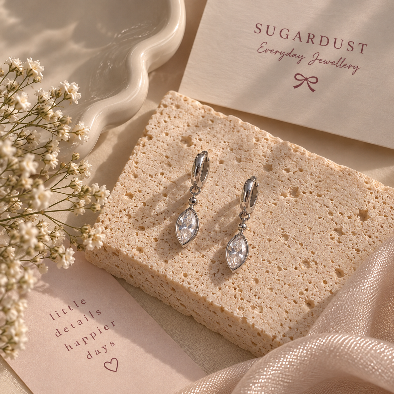 Crystal Drop Huggie Earrings