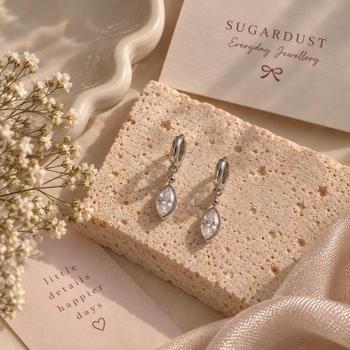 Crystal Drop Huggie Earrings