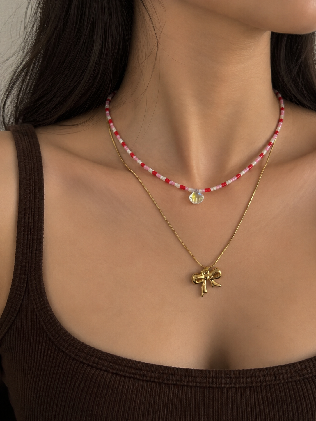 Cherry Bow Double-Layer Necklace