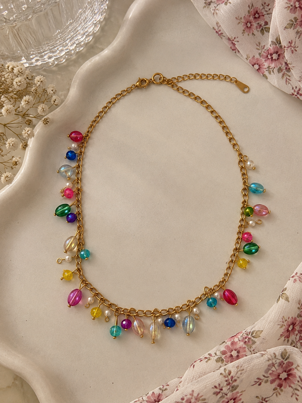 Rainbow Charm Chain Necklace