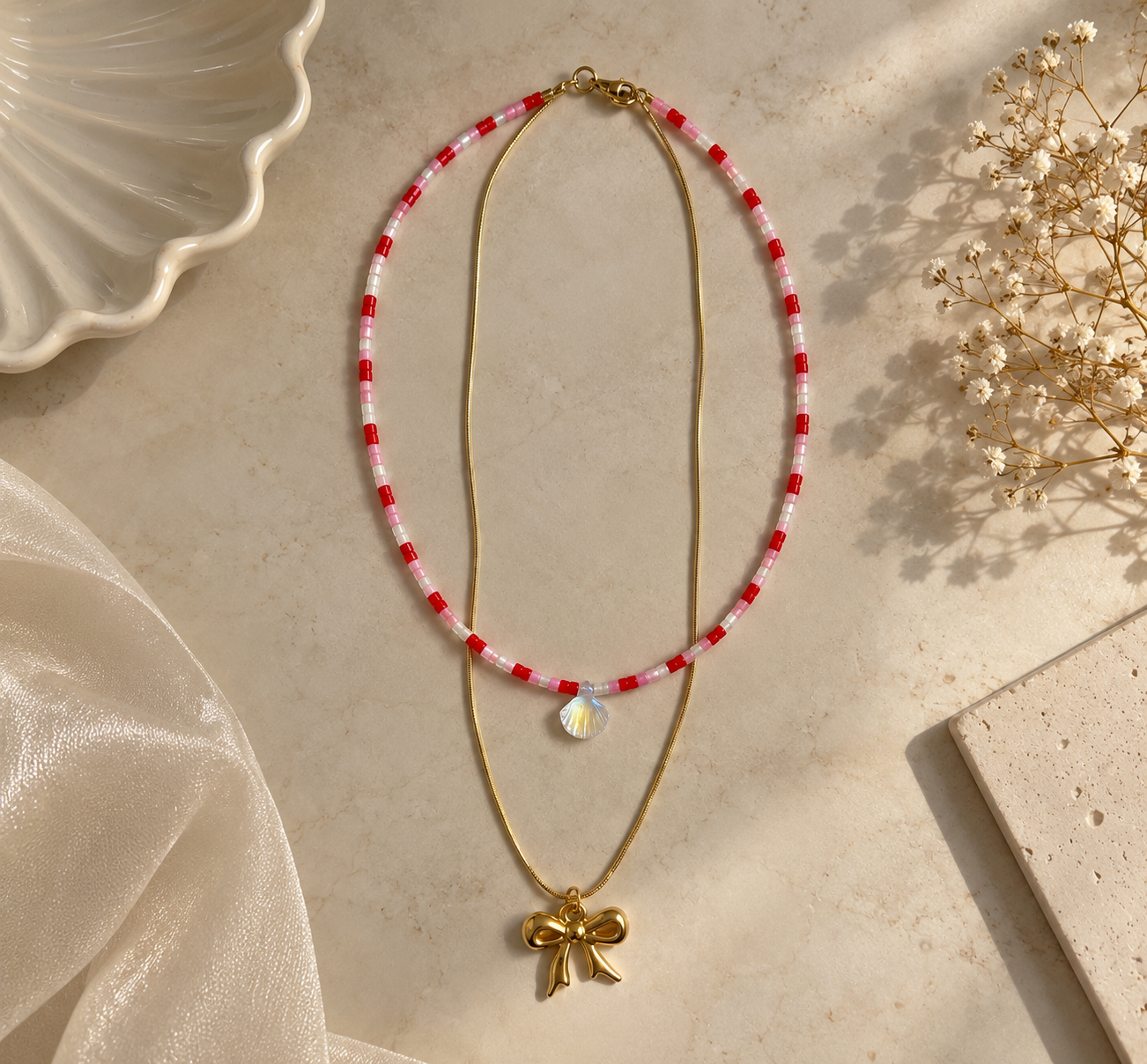 Cherry Bow Double-Layer Necklace