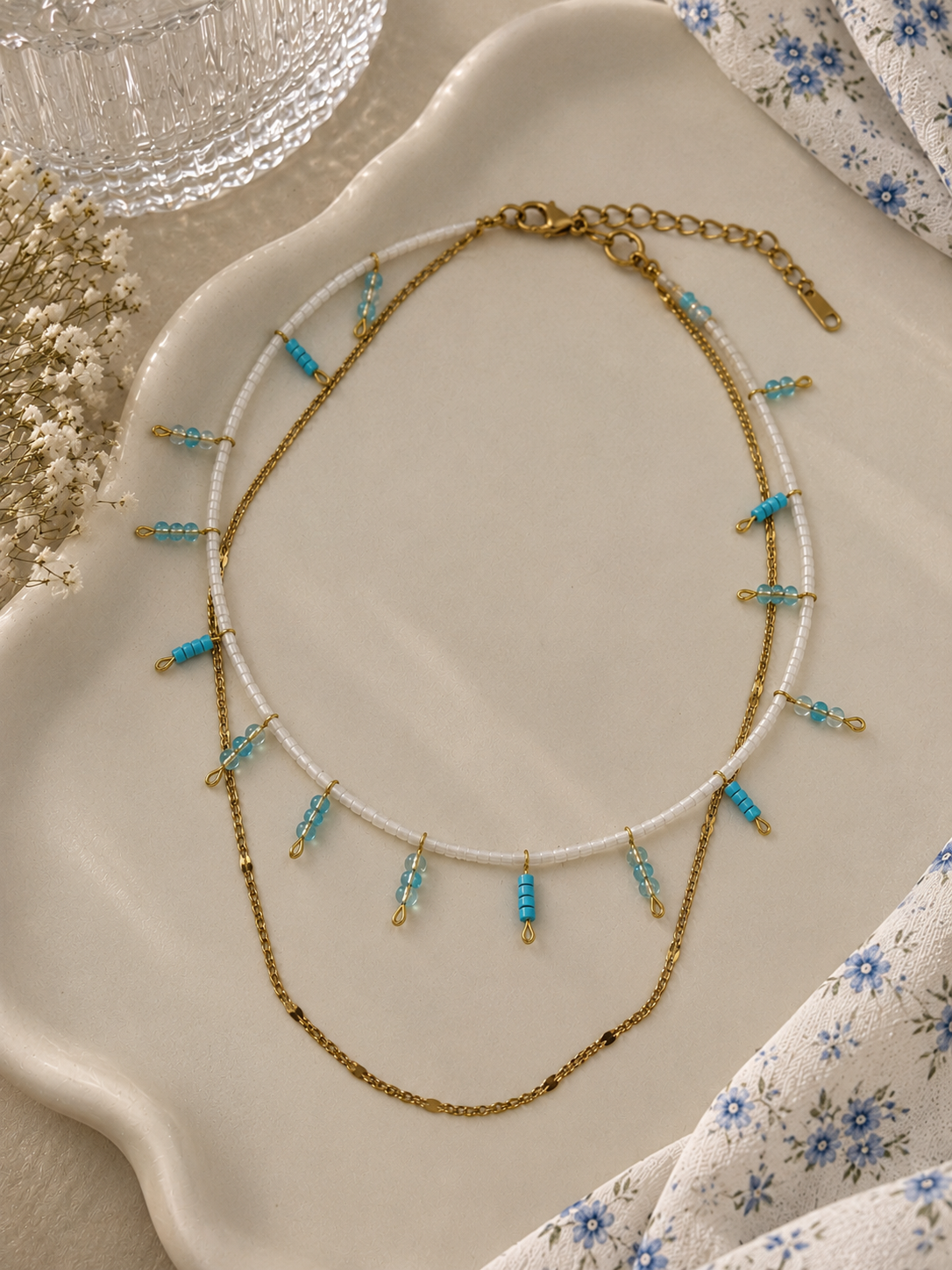 Blue Bloom Layered Necklace