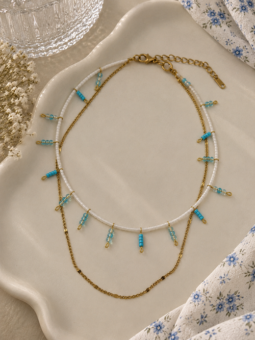 Blue Bloom Layered Necklace