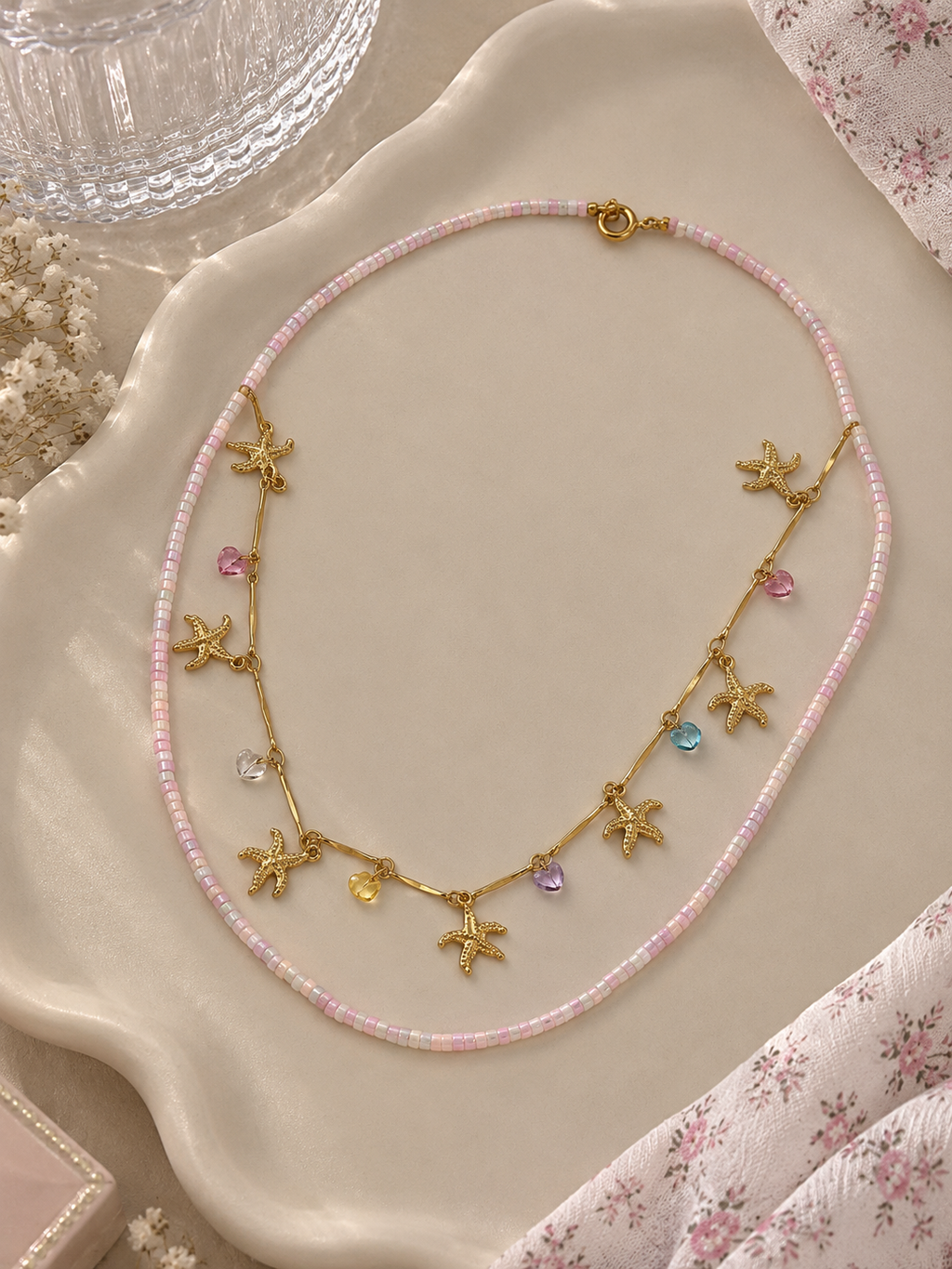 Pink Starfish Charm Necklace