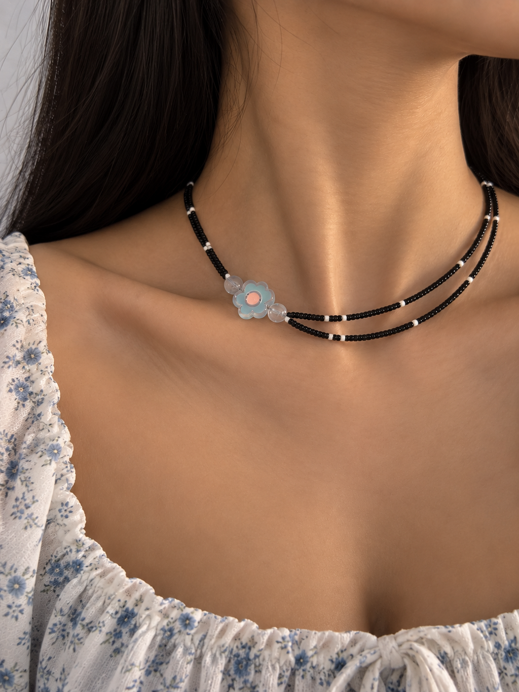 Midnight Bloom Double-Layer Necklace